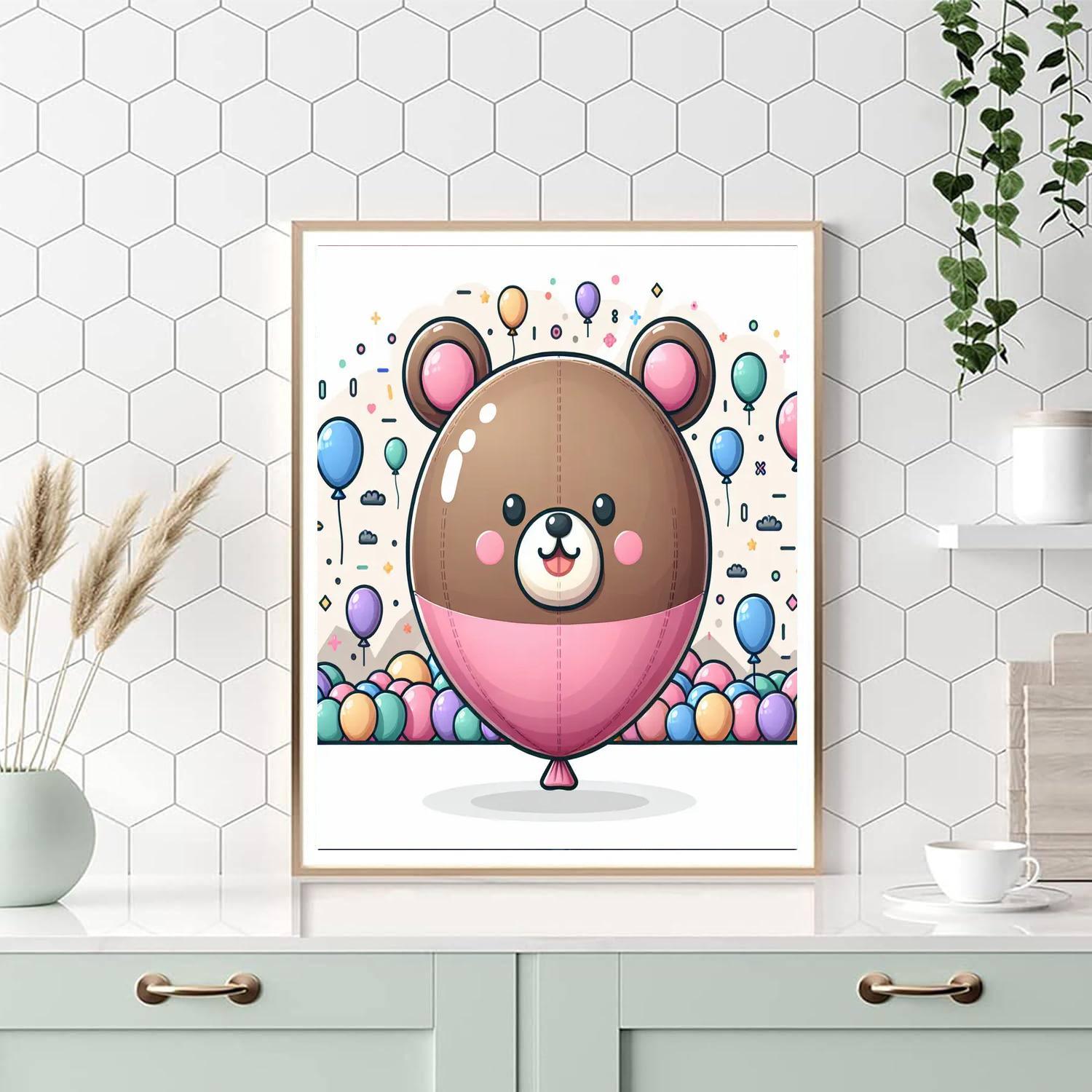 Bouncy Balloon Bear DIY Paint By Numbers