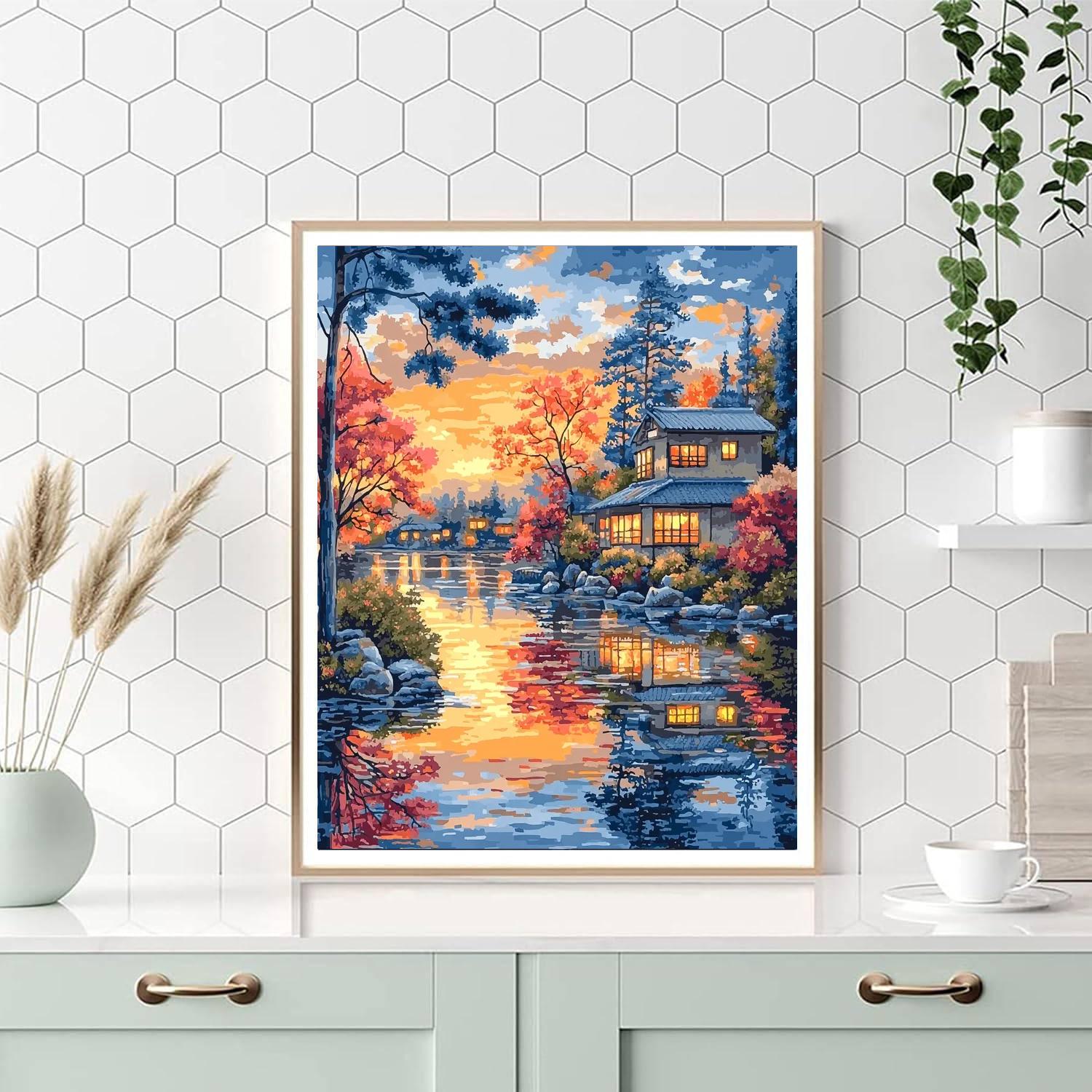 Utagawa Hiroshige Inspired Twilight's Embrace In The Village  Painting By Numbers Kit