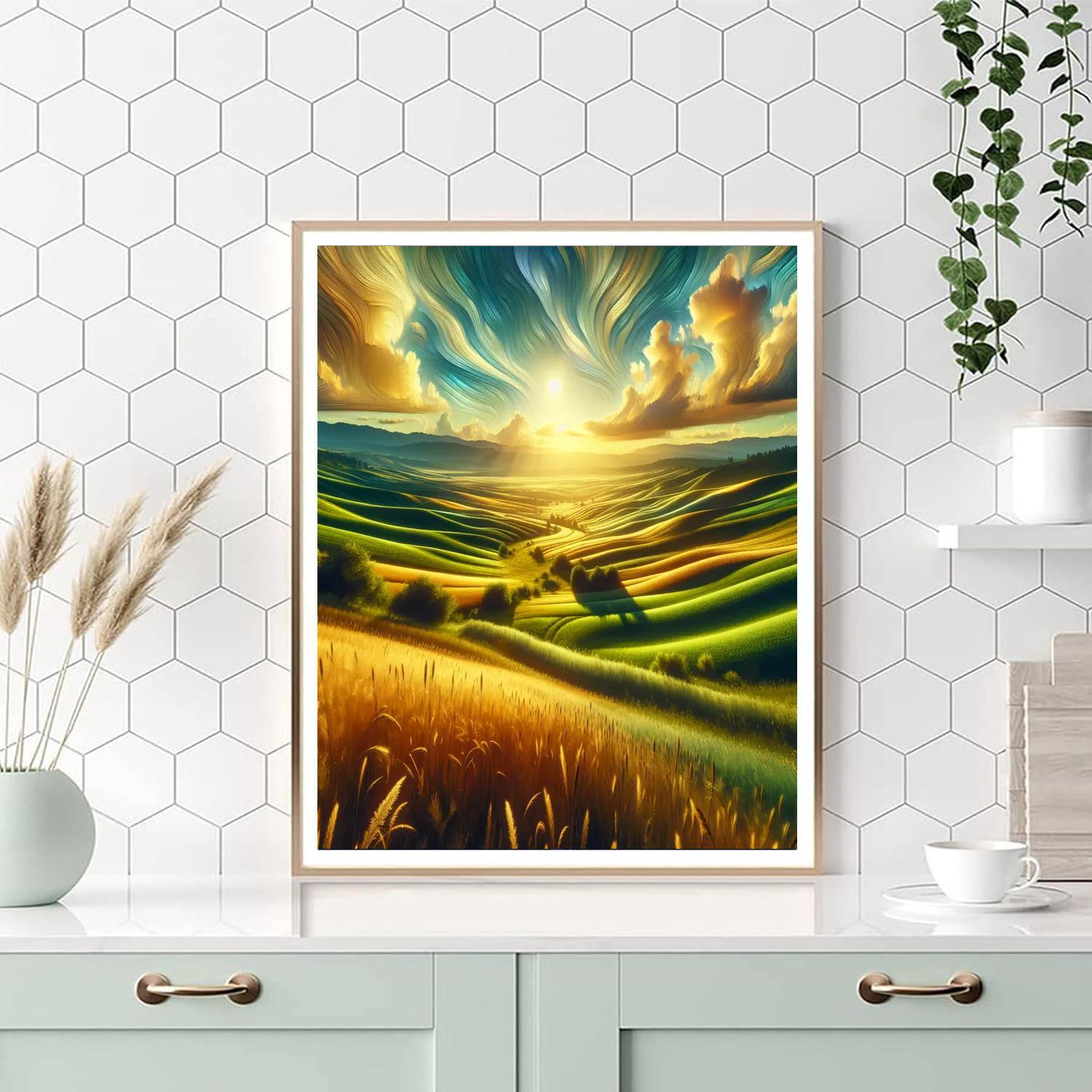 Radiant Sunlit Hills Paint By Number