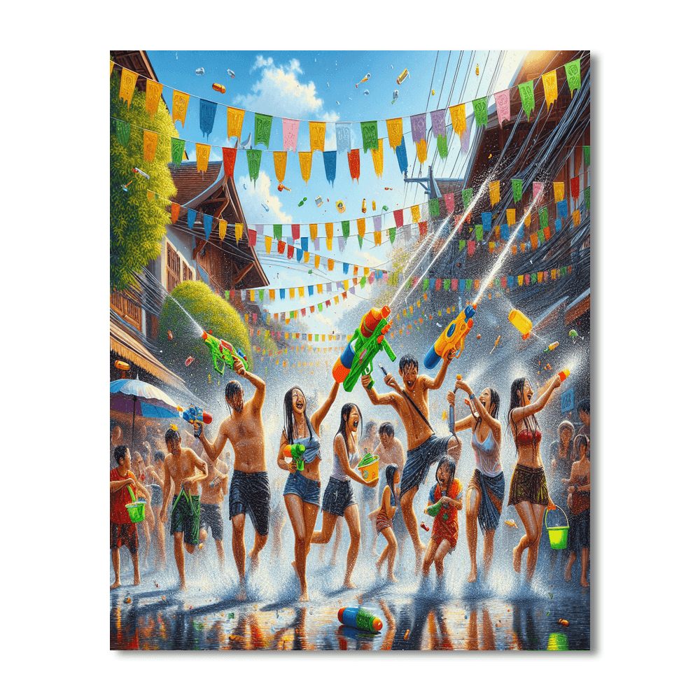 Songkran Water Festival - Chiang Mai Number Painting