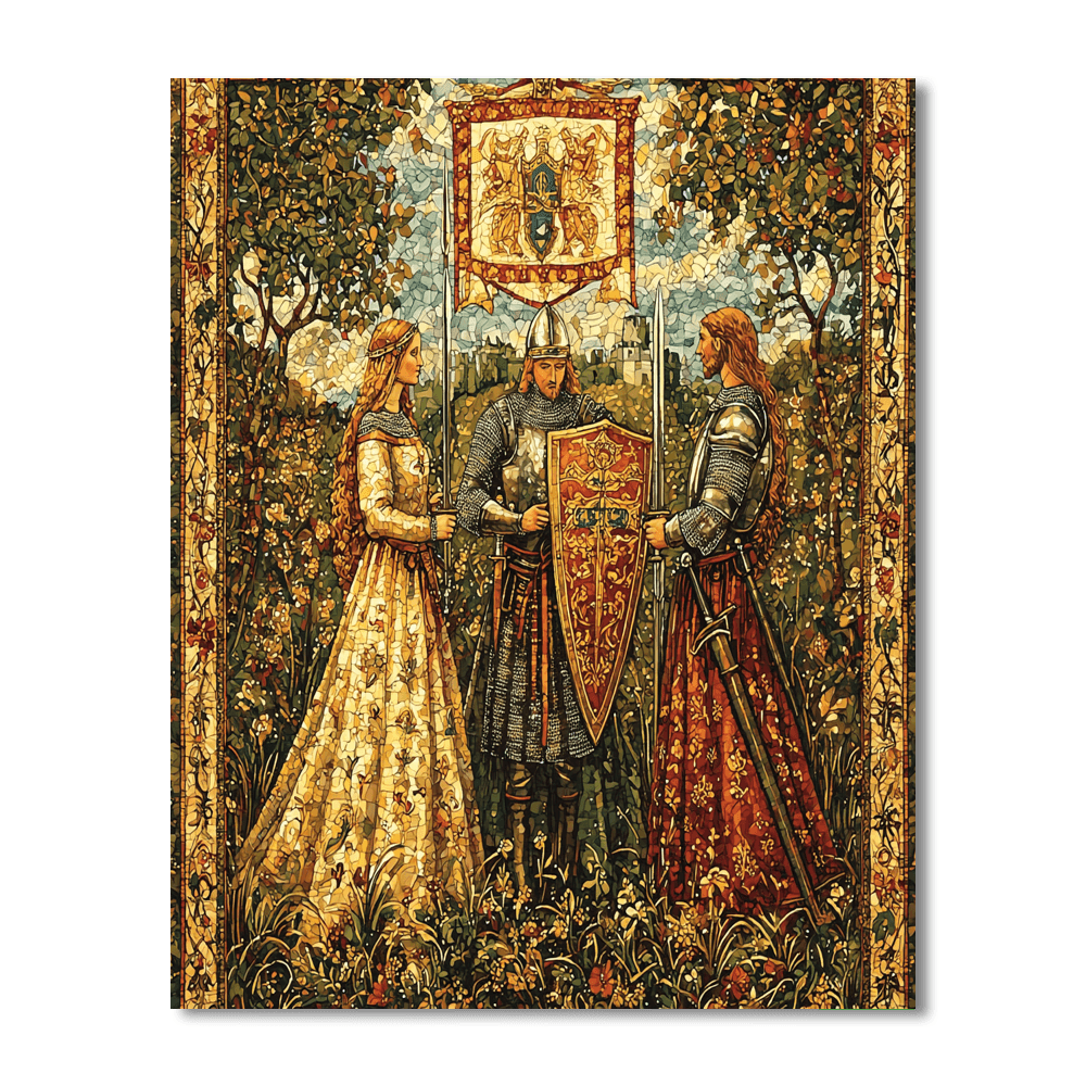 Illuminated Manuscript Style Inspired Inspired Medieval Court Intrigue  Paint By Number