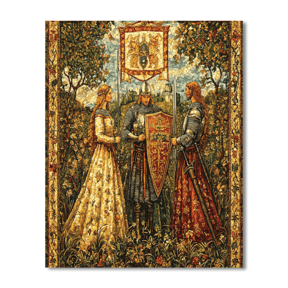 Illuminated Manuscript Style Inspired Inspired Medieval Court Intrigue  Paint By Number