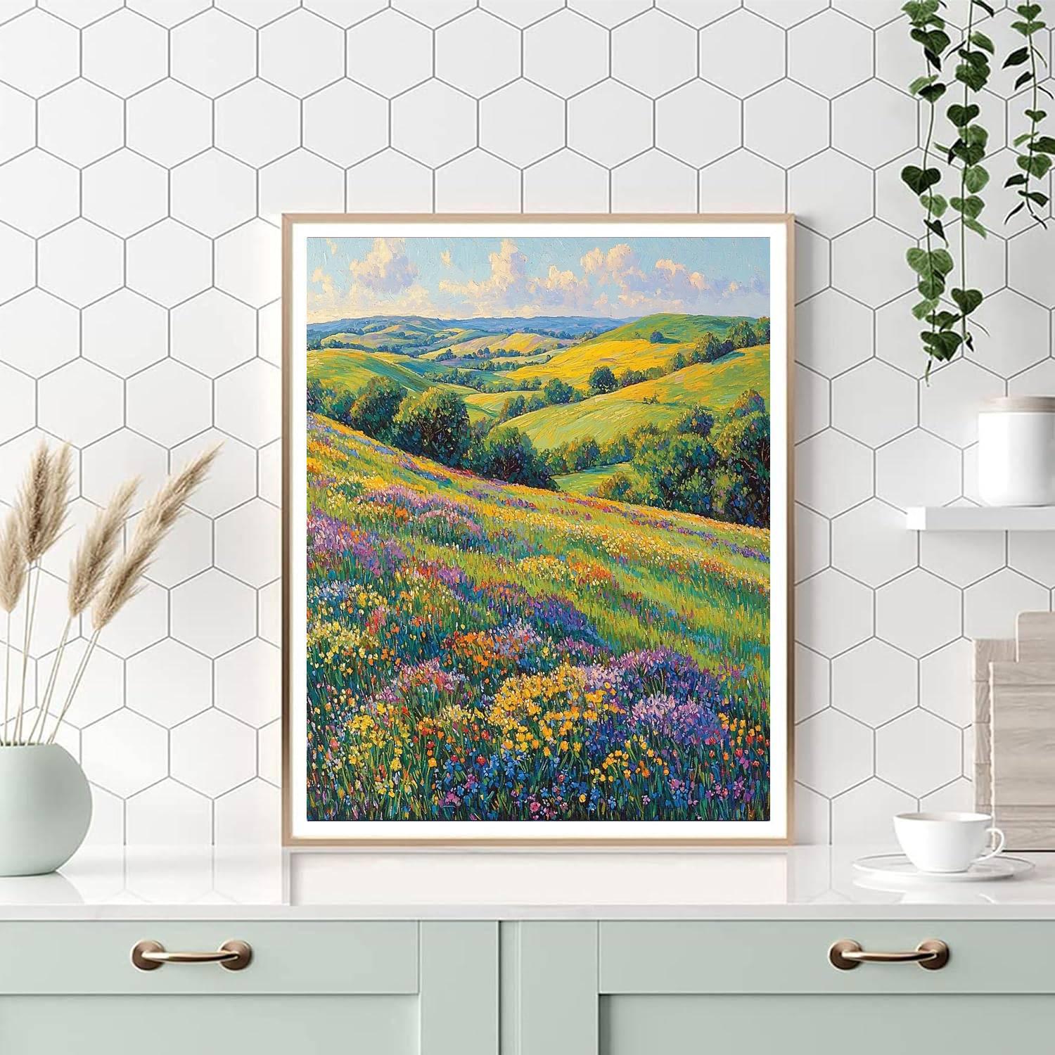 Monet Inspired Bountiful Landscape  Number Painting