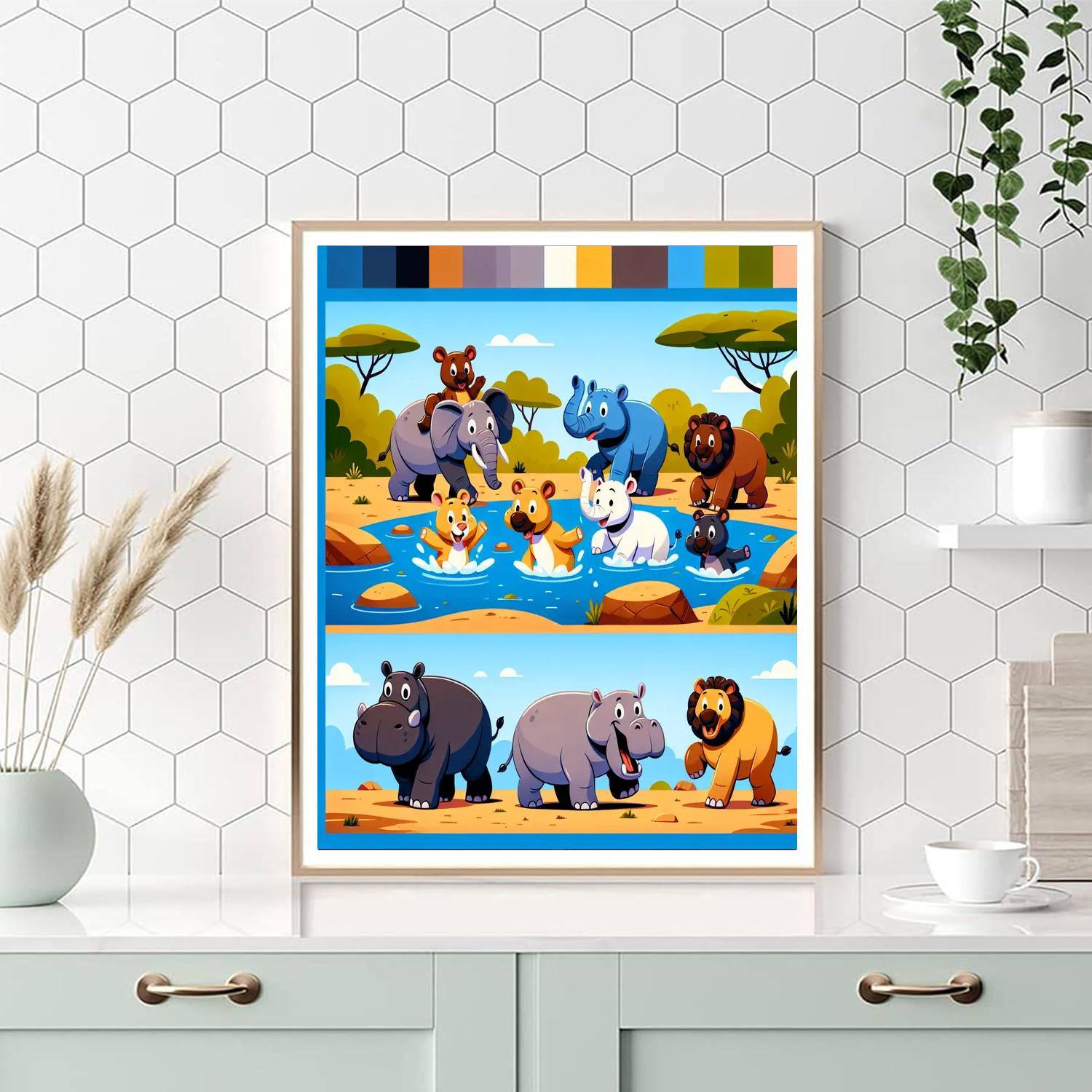 Splashing Safari Paint By Numbers Art