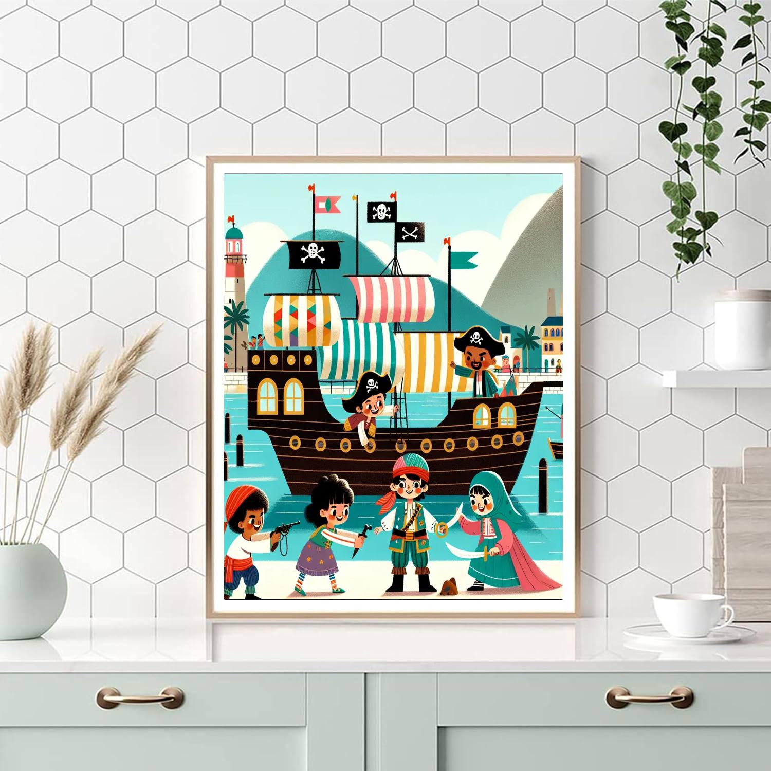 Petite Pirate Port Paint By Numbers Art