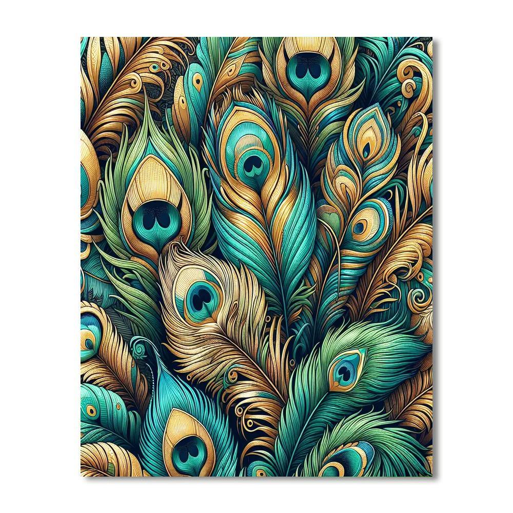 Peacock Feathers Wallpaper Paint By Number