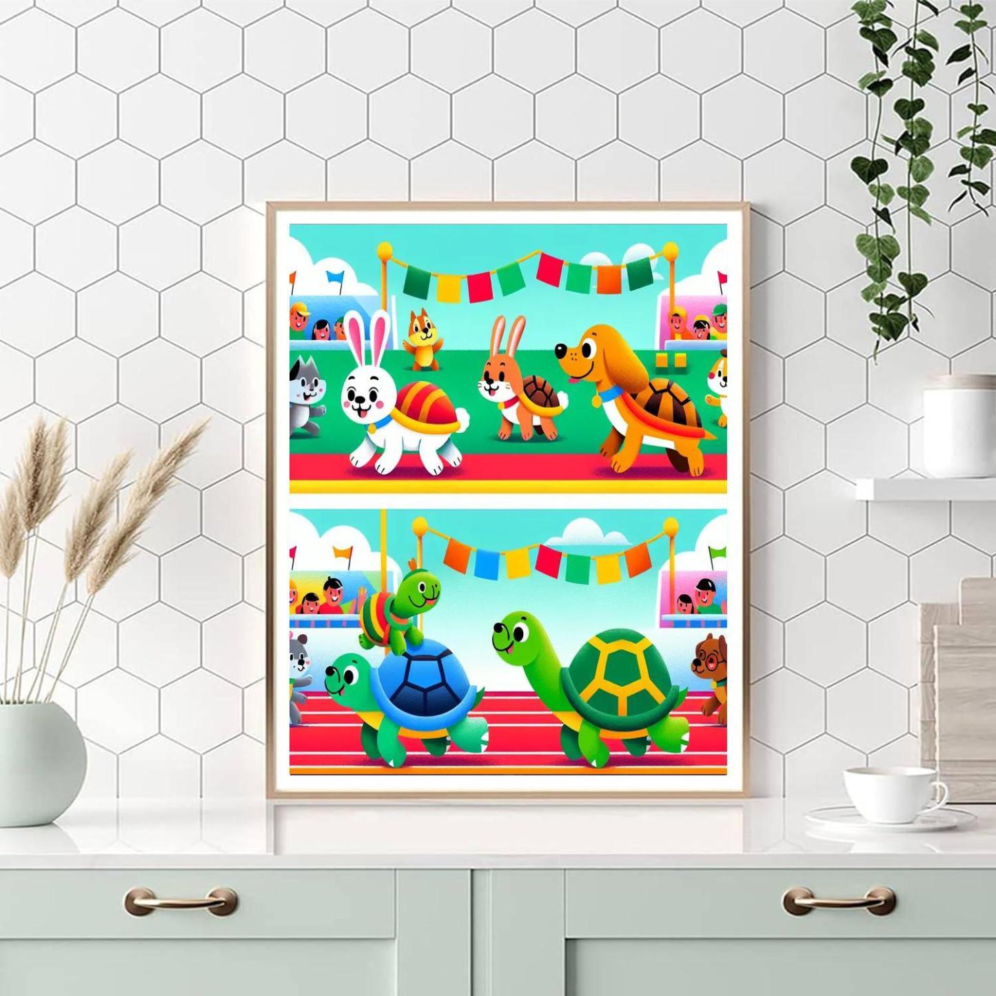 Silly Animal Race Paint By Numbers Art