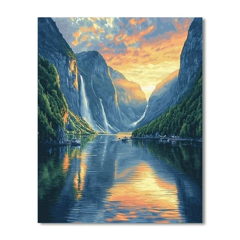Fjord Cruise In Geirangerfjord Painting Number Kit