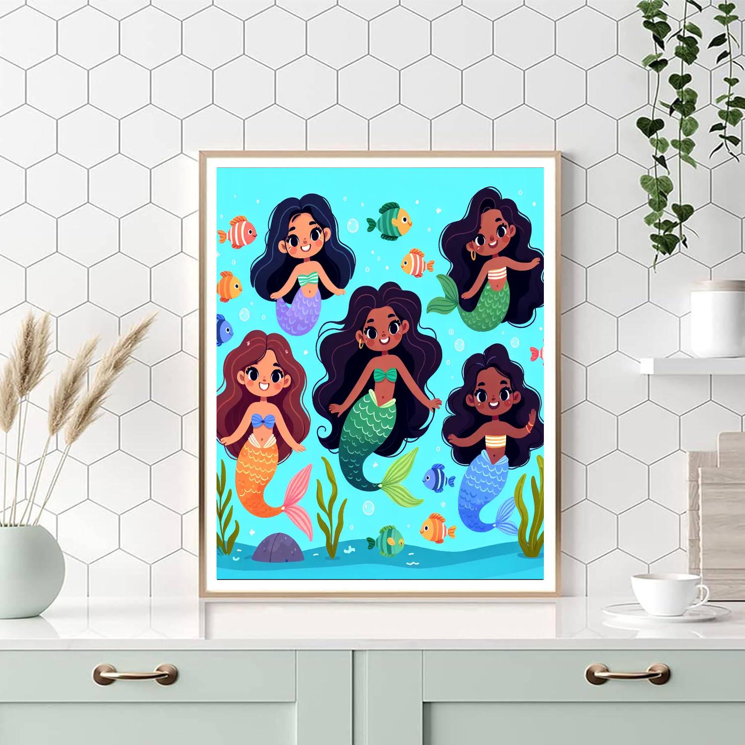 Whimsical Mermaids Number Painting