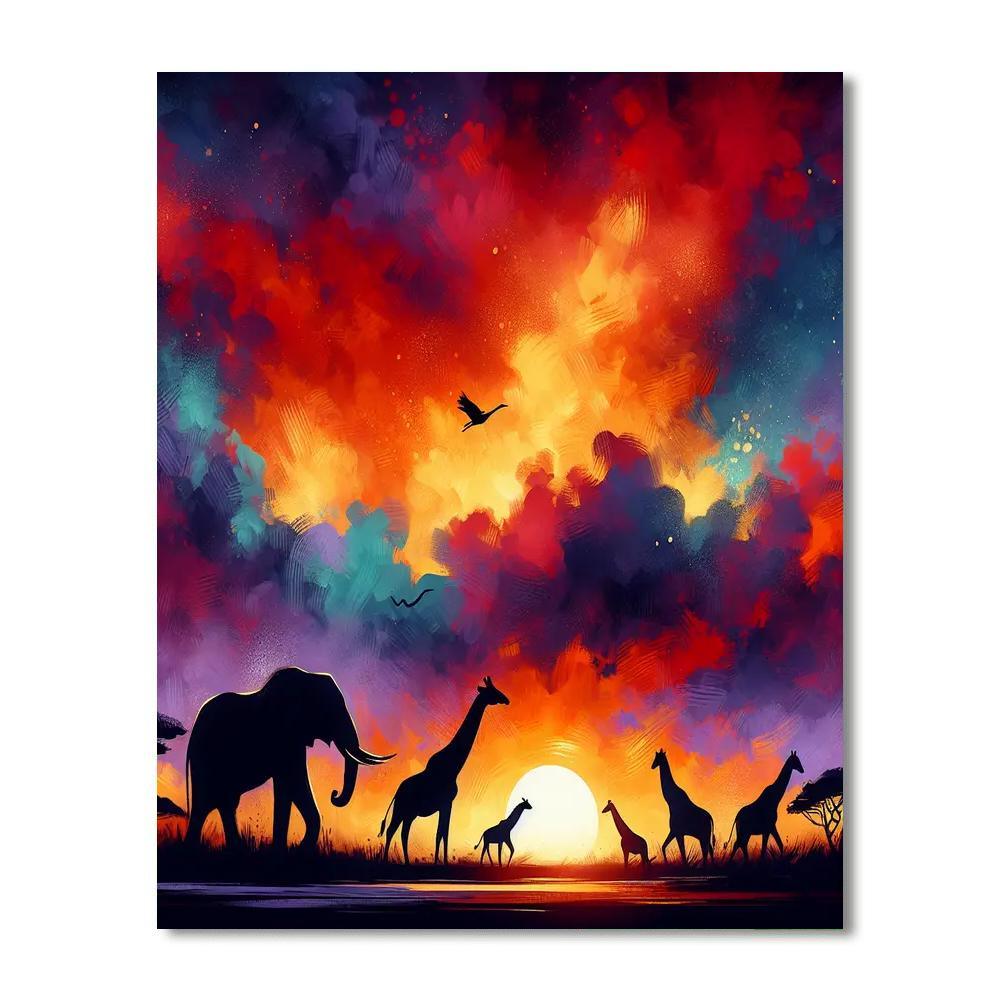 Majestic Savannah Silhouettes Paint By Numbers Kits