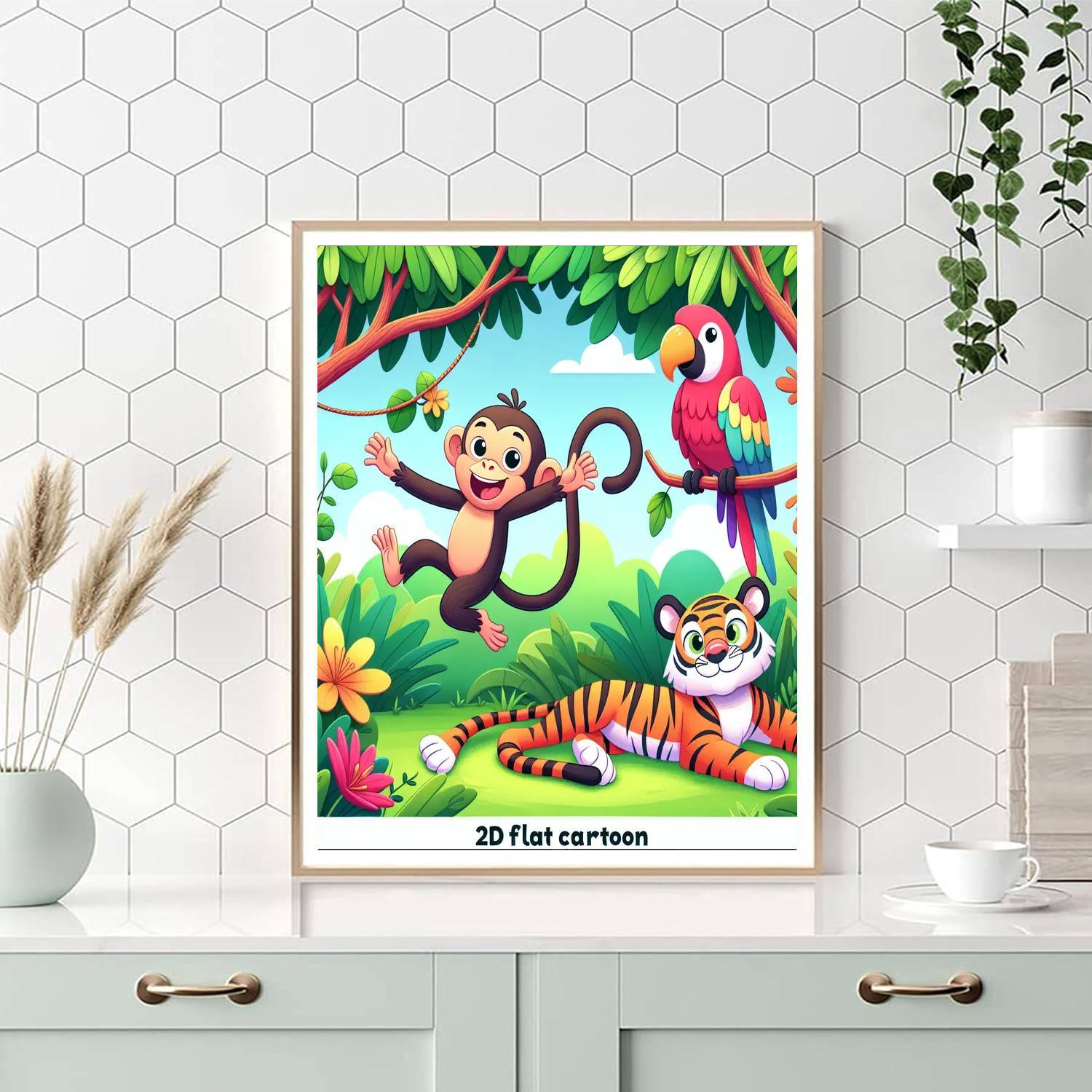 Silly Jungle Friends Paint By Numbers Art