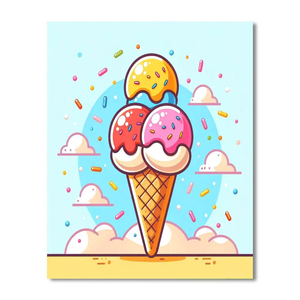 Bubbly Ice Cream Painting Number Kit