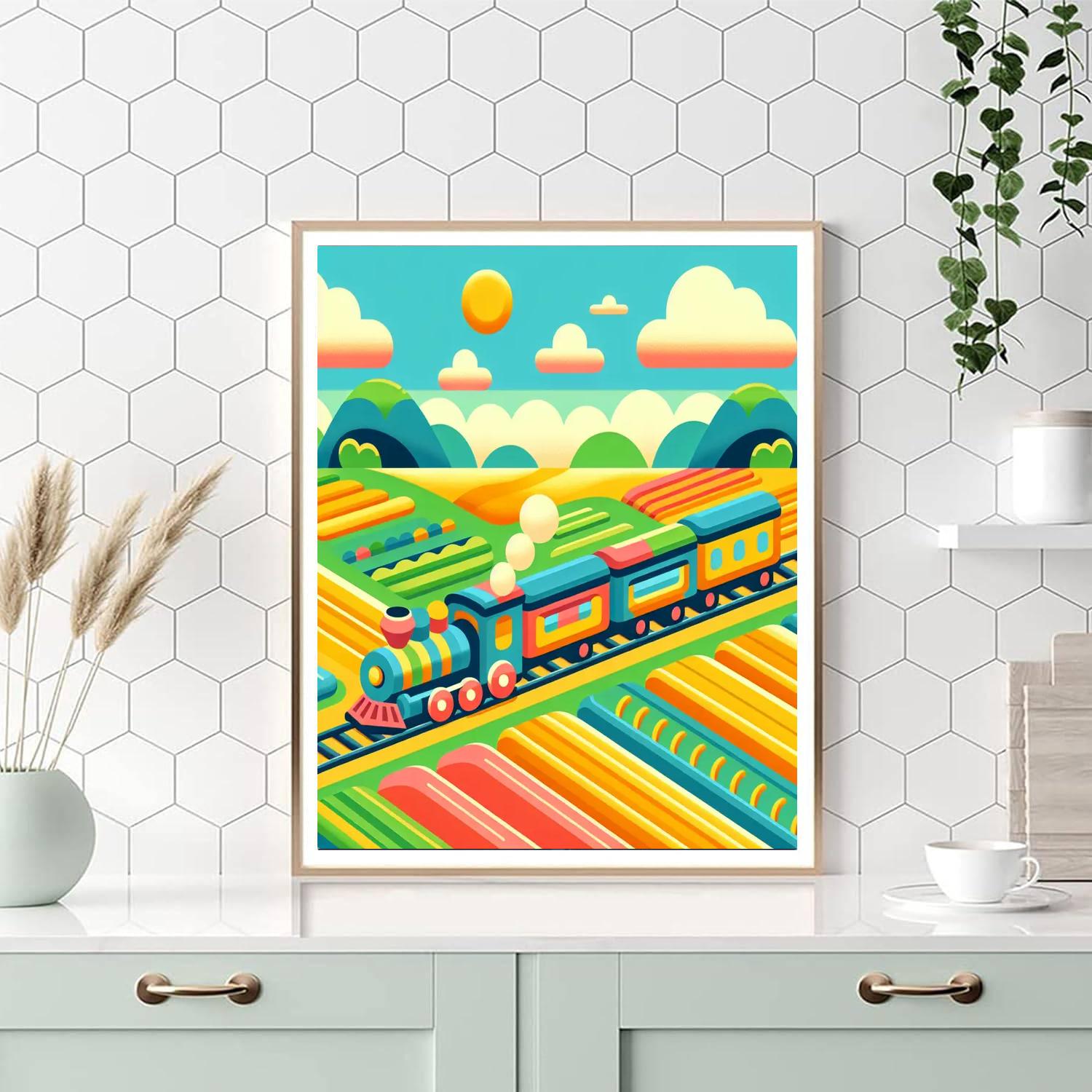 Terrific Trains On Track Number Painting