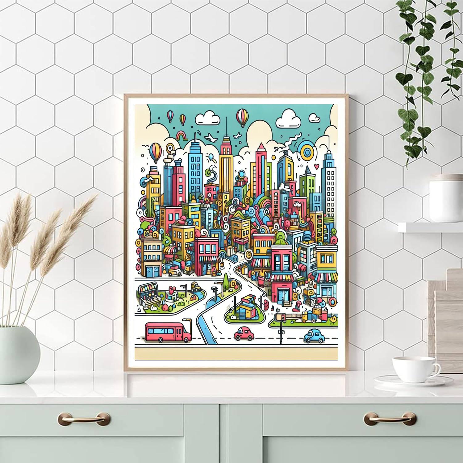 Creative Cityscape Constructions Paint By Numbers Art
