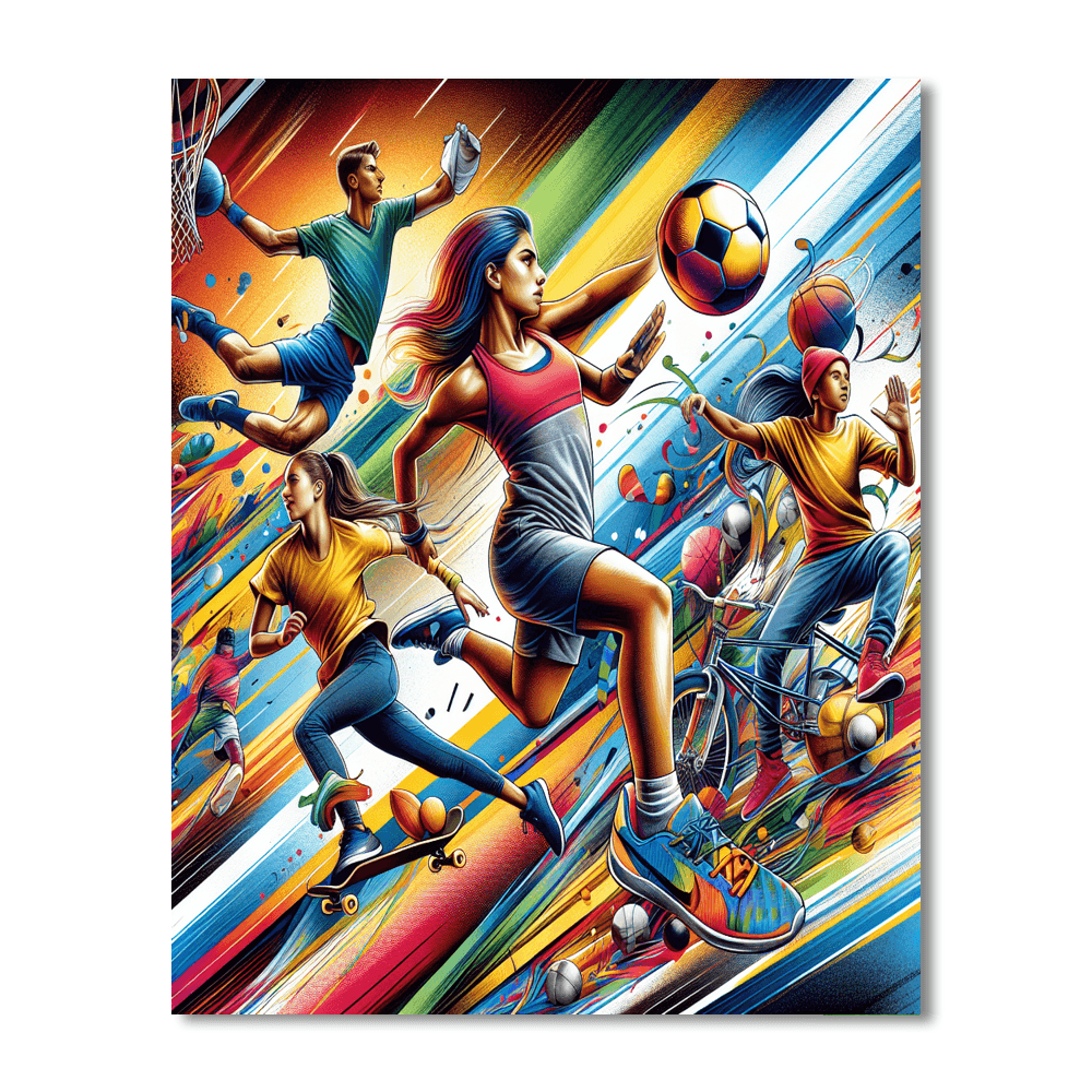 Energetic Sports Scene Number Painting