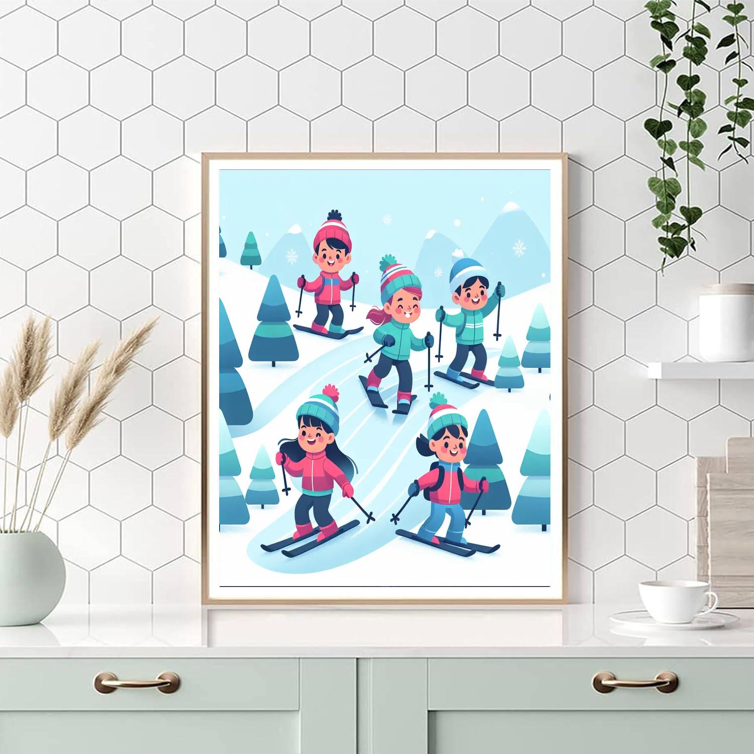 Ski Adventure Fun Numbered Painting Kits