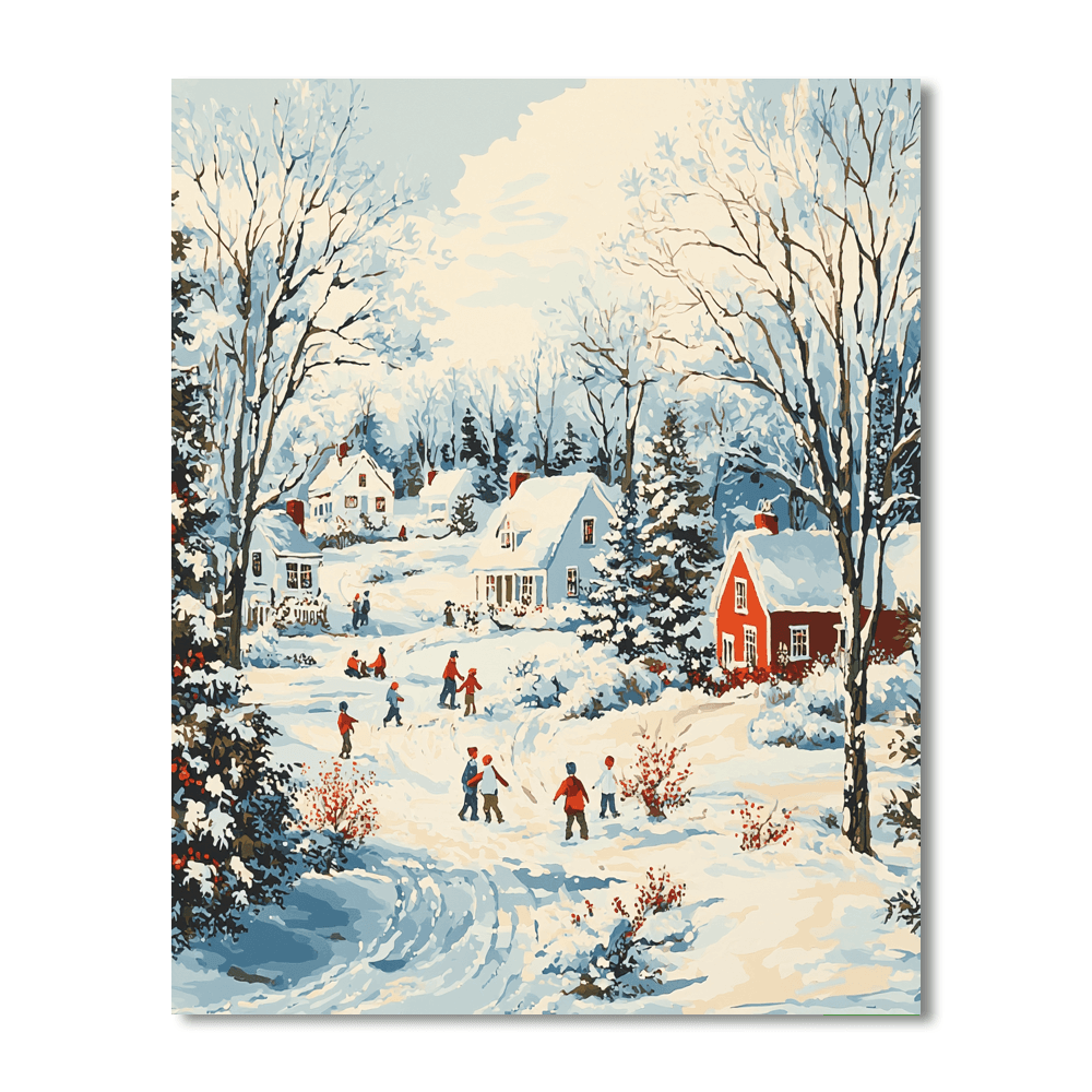 Currier And Ives Inspired Whimsical Winter  Paint By Numbers