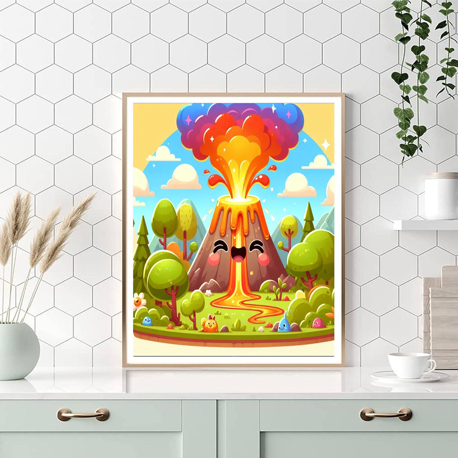 Exciting Volcano Painting By Numbers Kit
