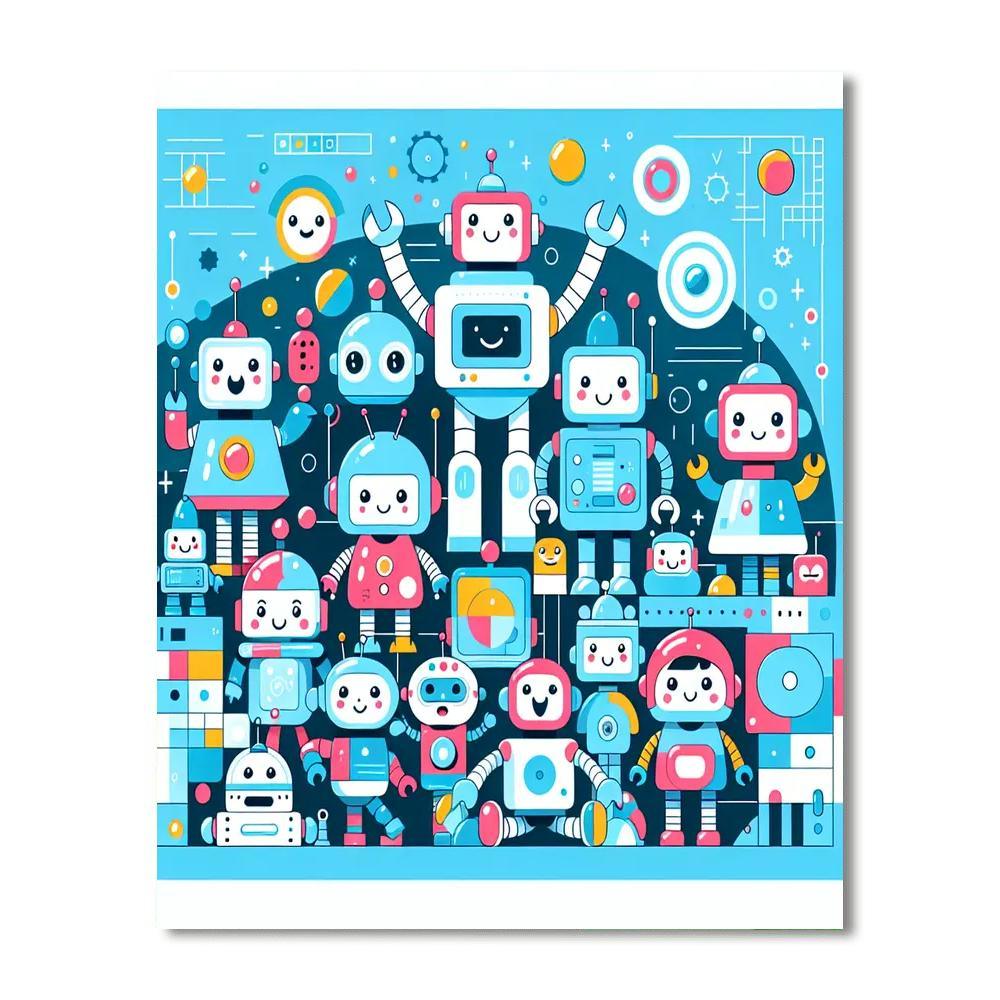 Friendly Robots' World Numbered Painting Kits
