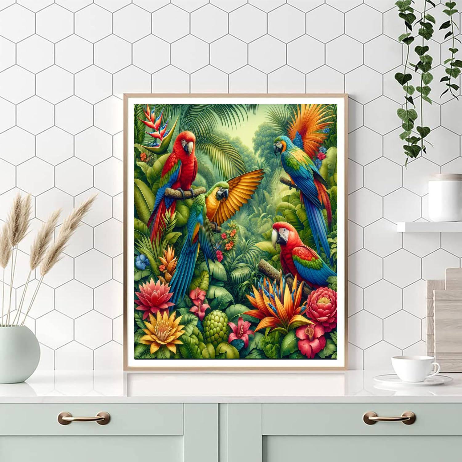 Exotic Birds In Paradise Numbered Painting Kits