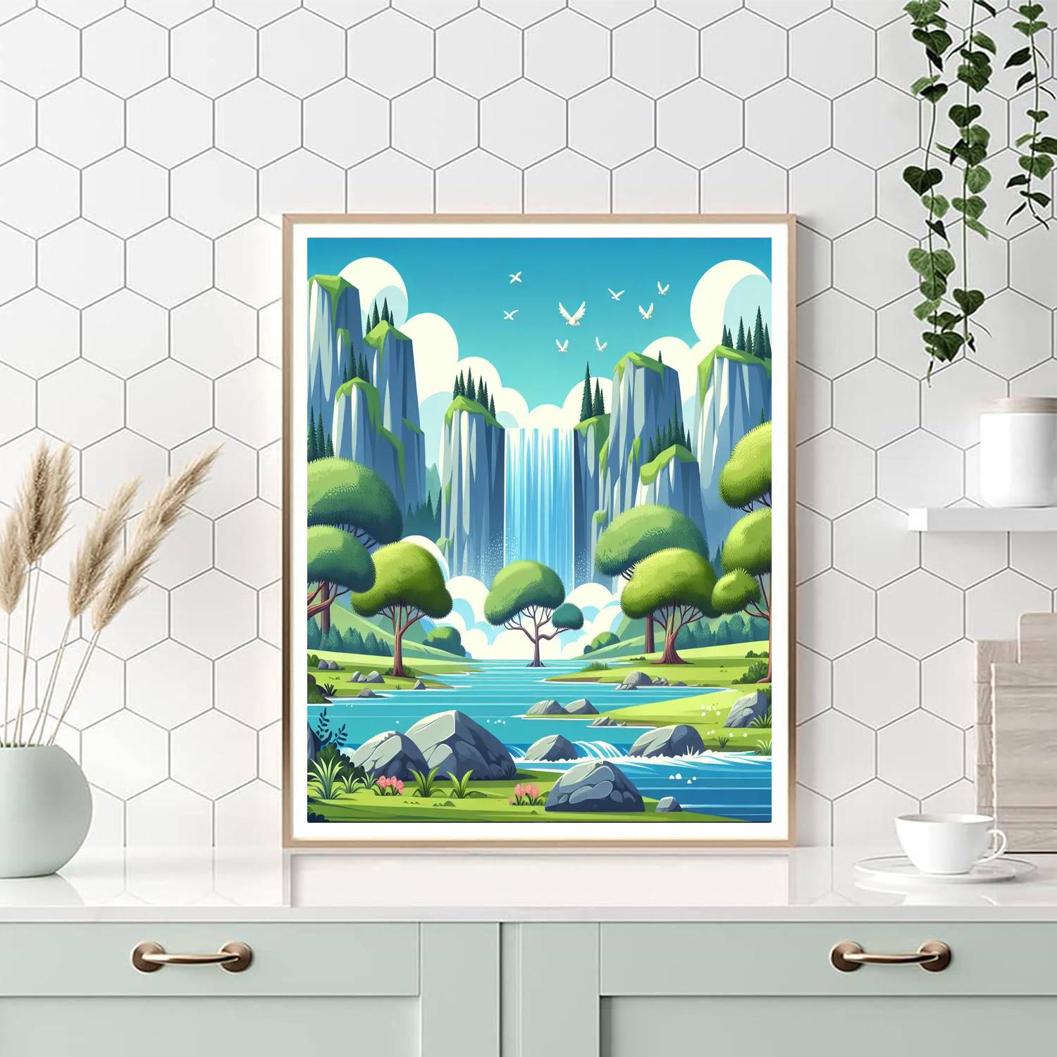 Wonderful Waterfall Journey Paint By Numbers Art
