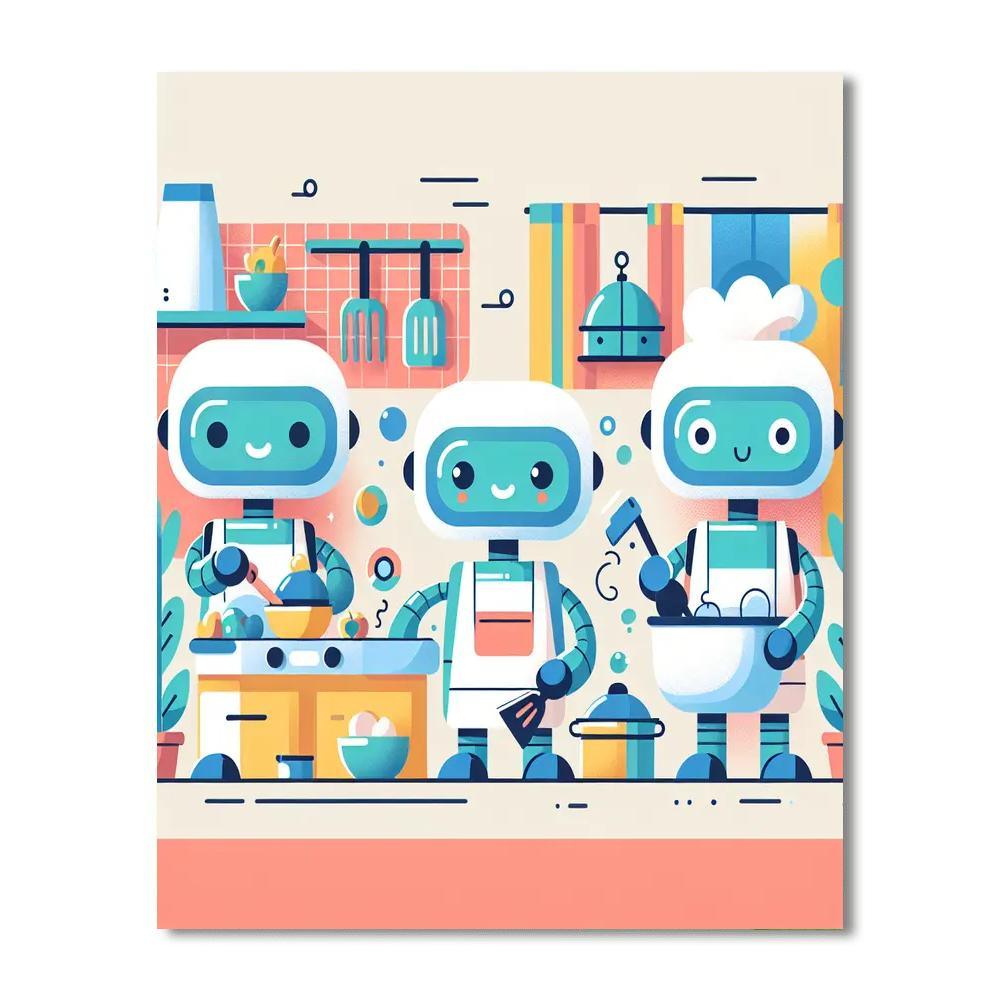 Robot Helpers In Action Painting Number Kit