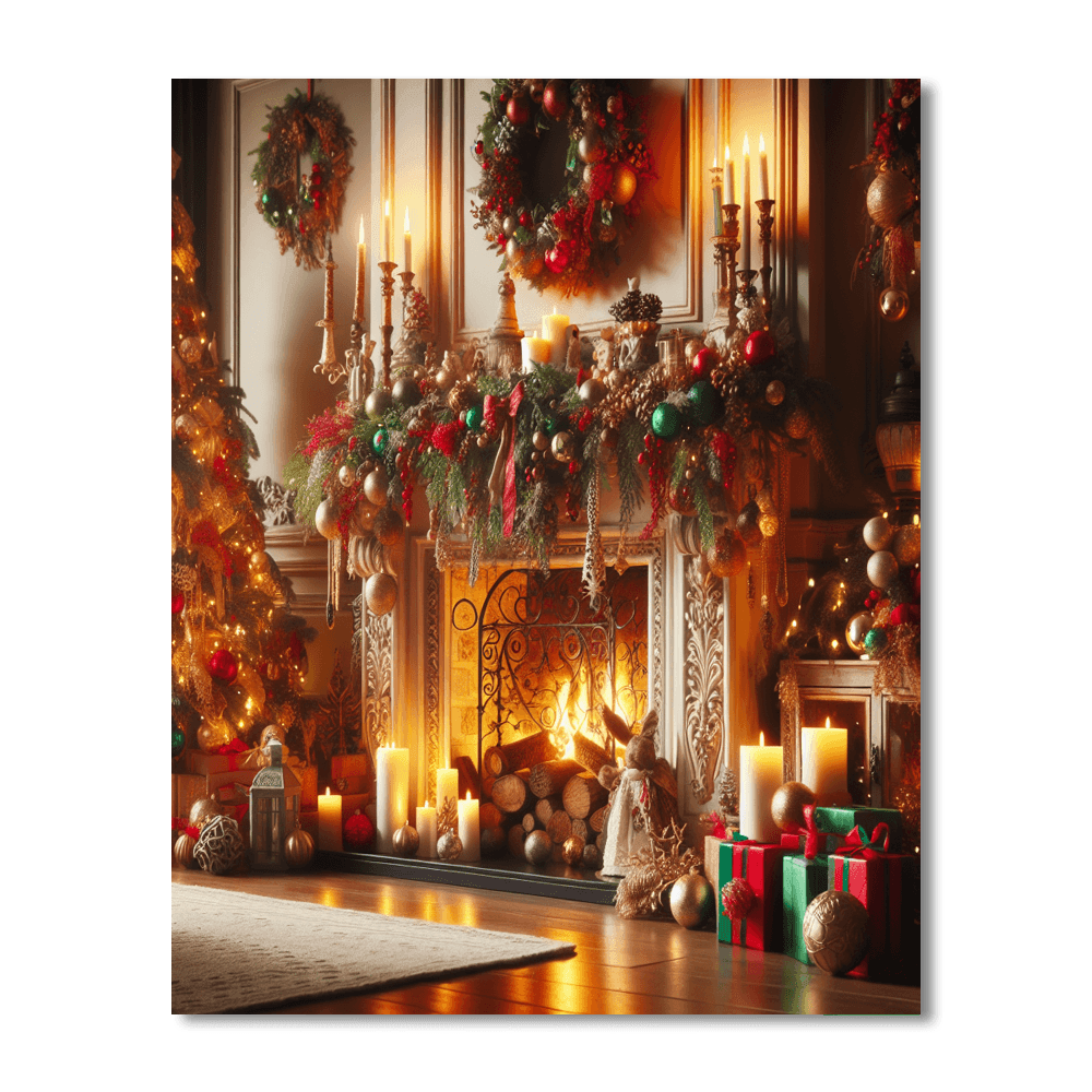 Festive Holiday Hearth Number Painting