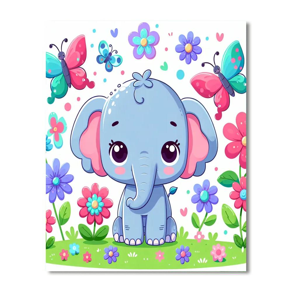Charming Little Elephant Numbered Painting Kits