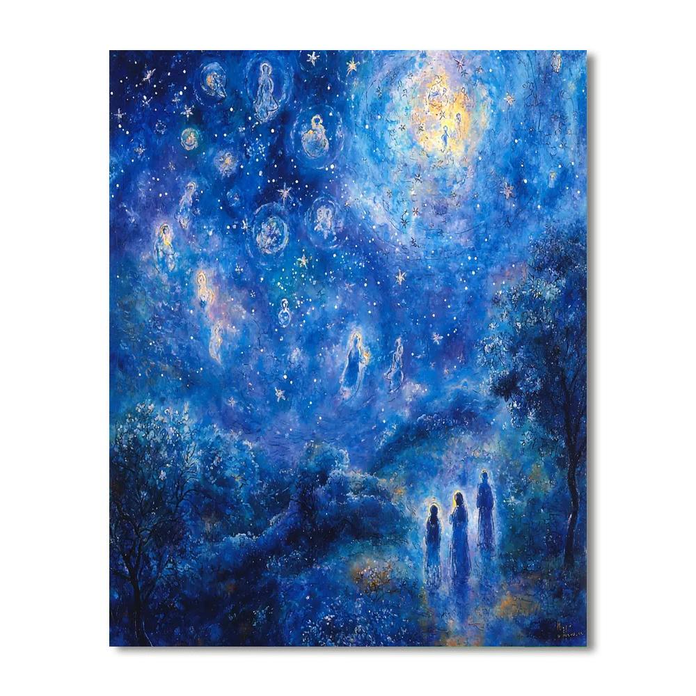 Marc Chagall Inspired Enchanted Celestial Night  Number Painting
