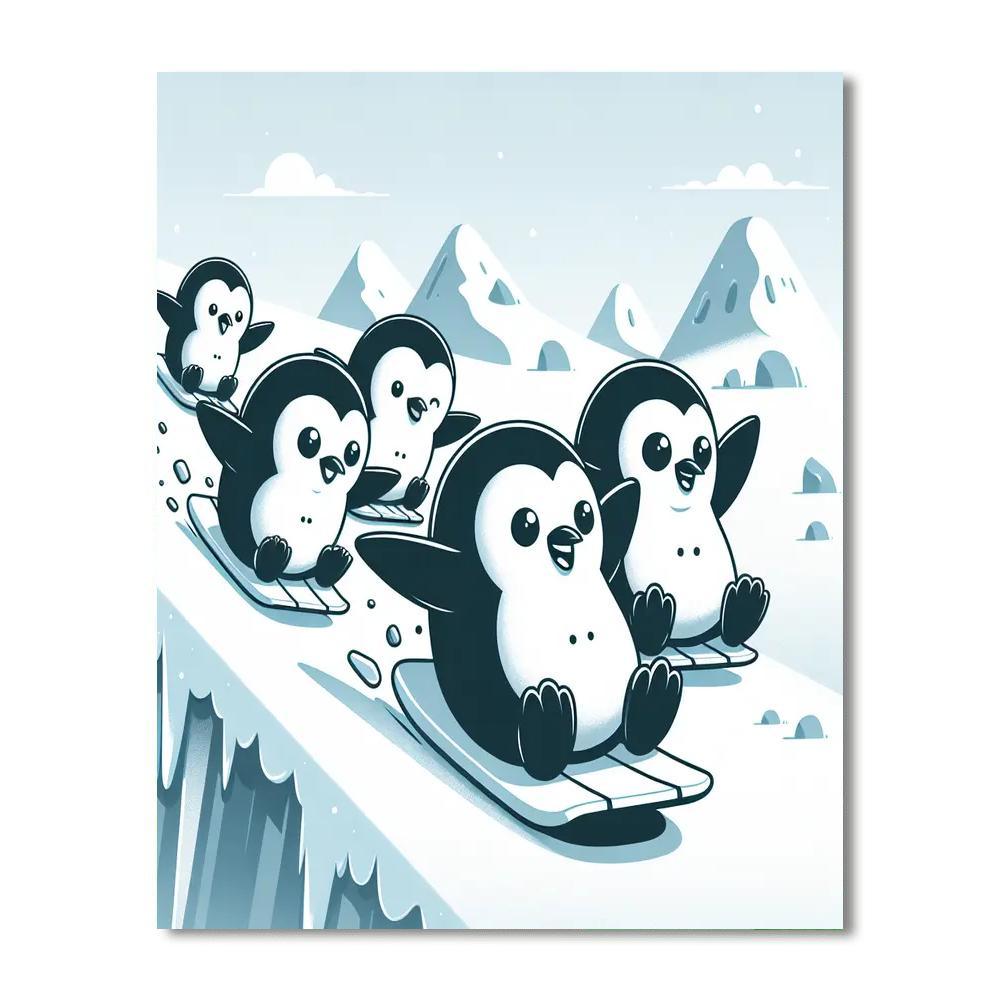 Lively Penguin Playtime Paint By Color