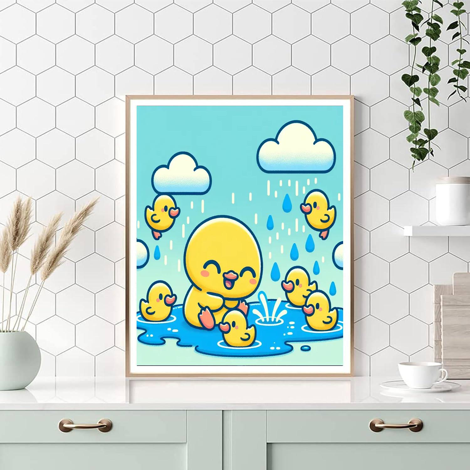 Playful Puddle Ducks Paint By Numbers Art