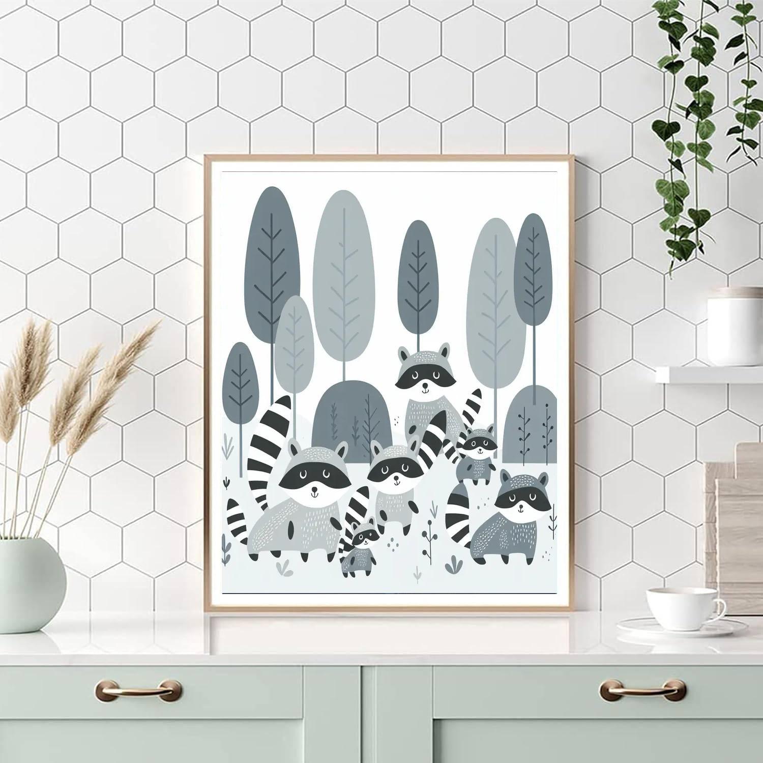 Playful Forest Raccoon Numbered Painting Kits