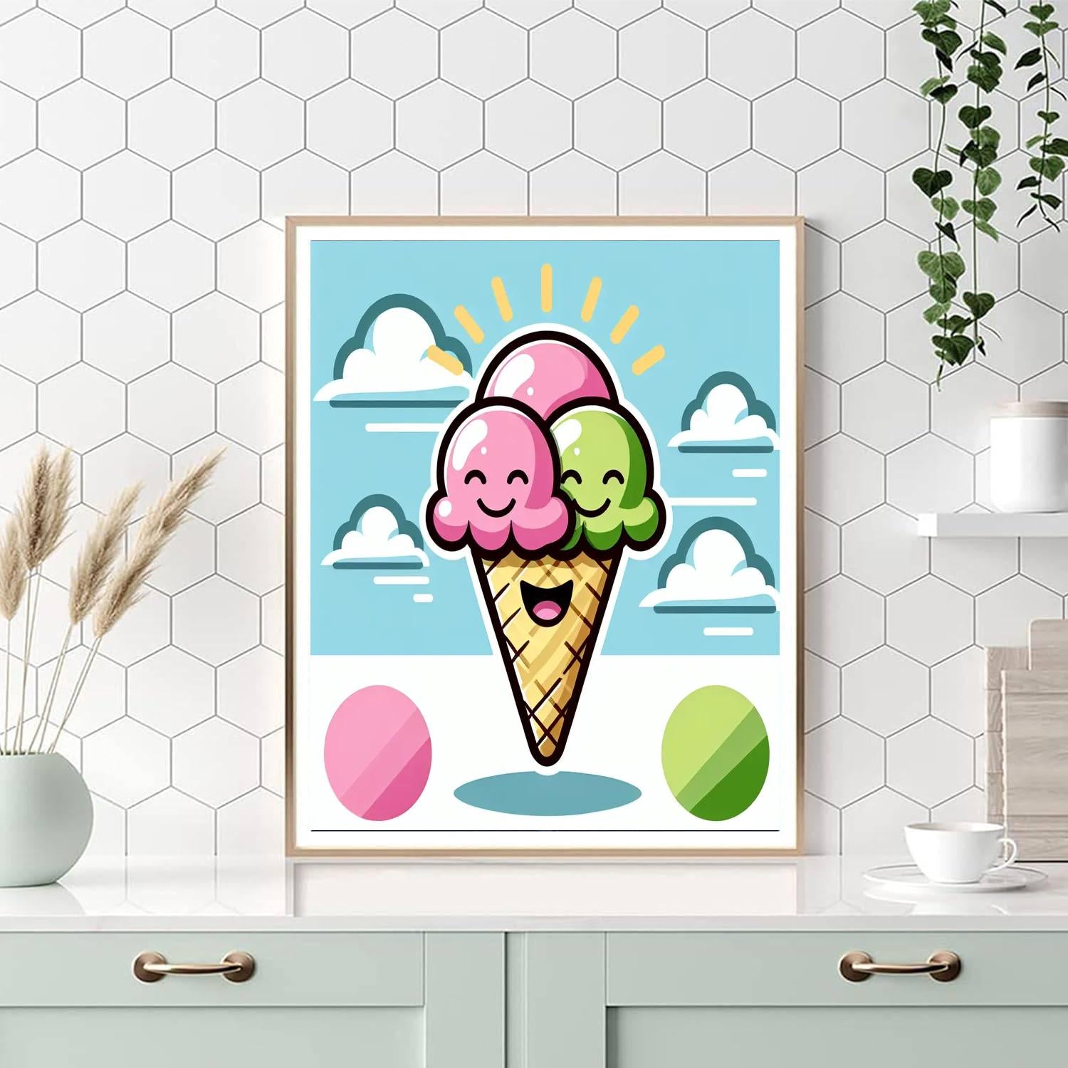 Sunny Ice Cream Cone Paint By Numbers Art
