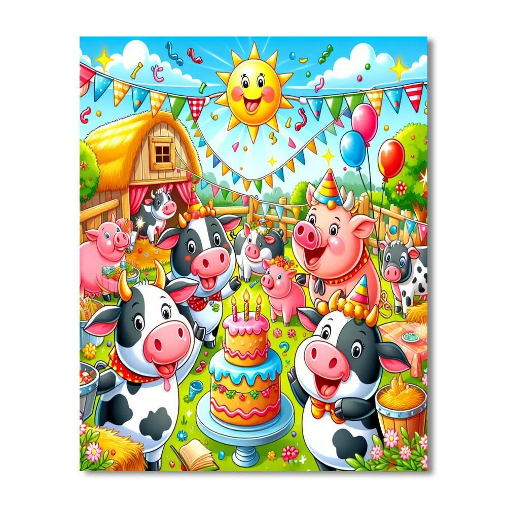Lively Farmyard Celebration Numbered Painting Kits