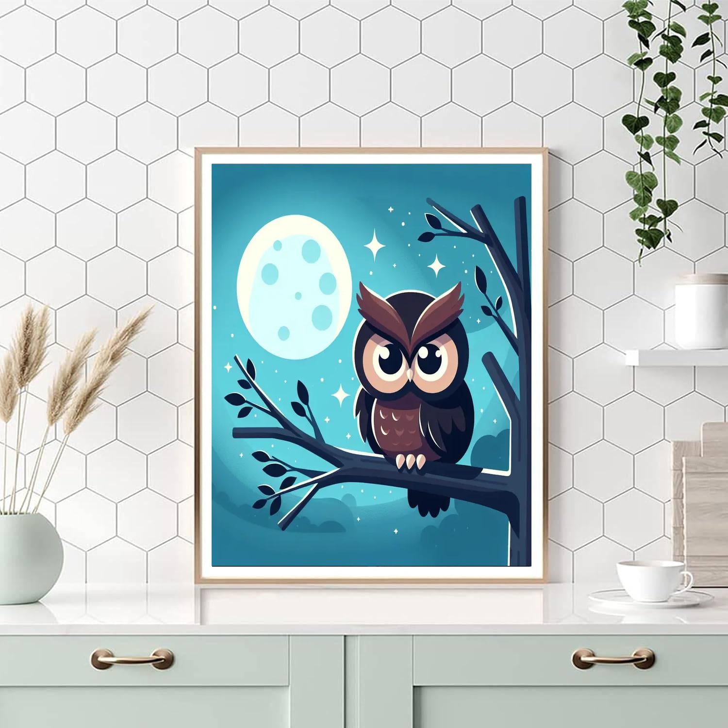Dreamy Night Owl Number Painting