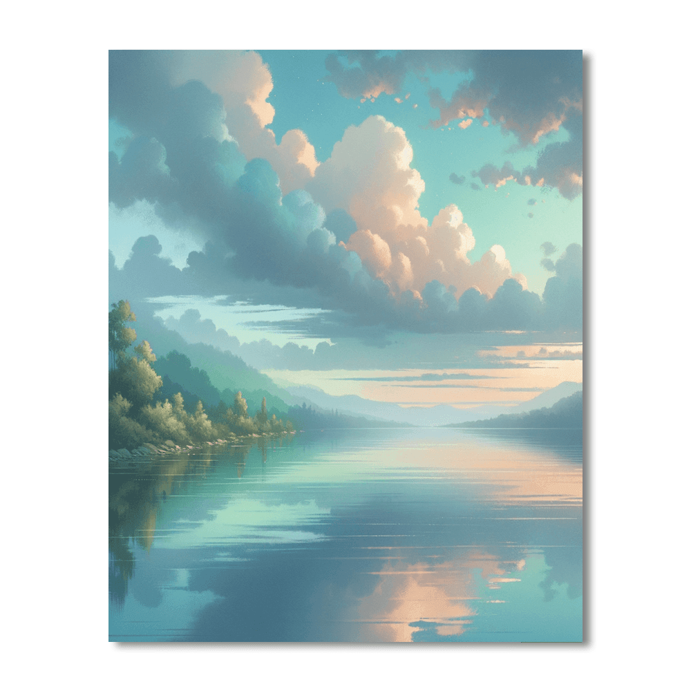 Serene Lakeview Room Accent Number Painting