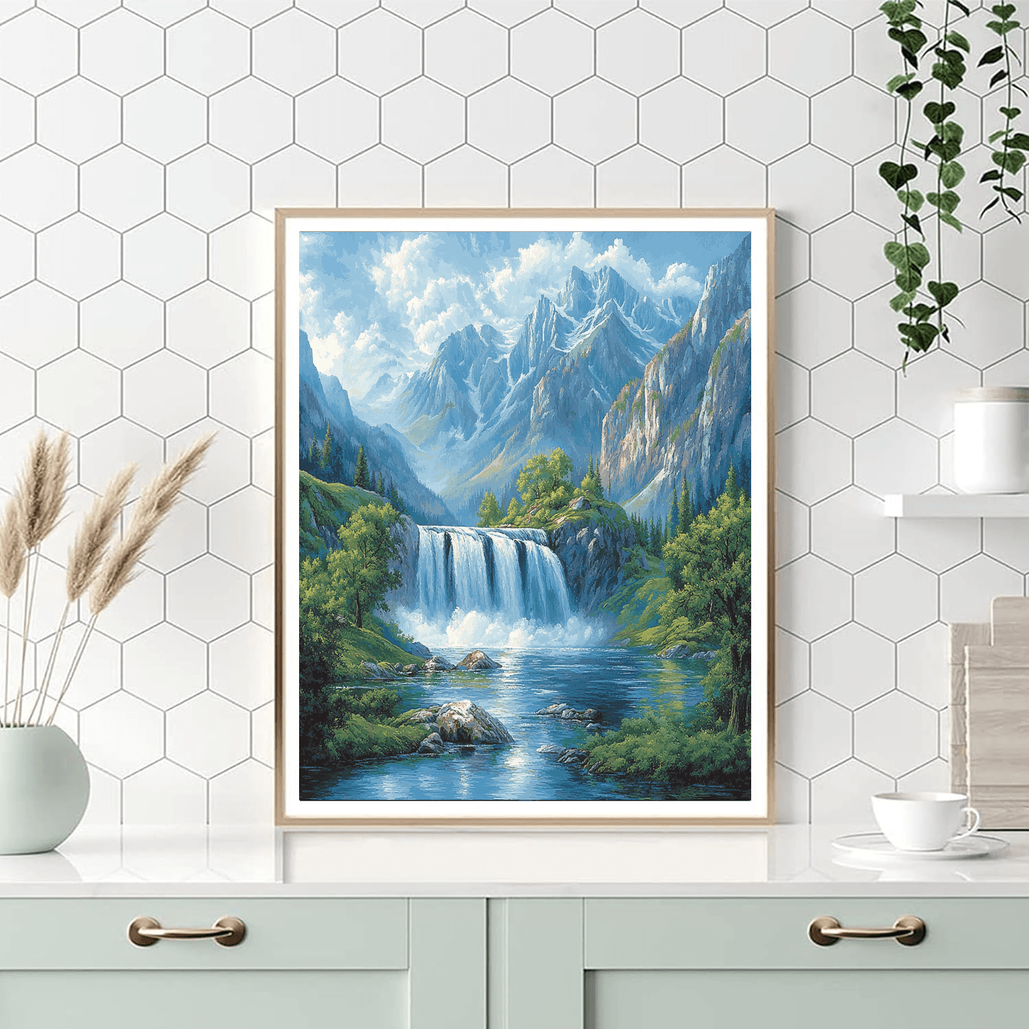 Albert Bierstadt Inspired Cascading Mountain Waters  Paint By Numbers Kits