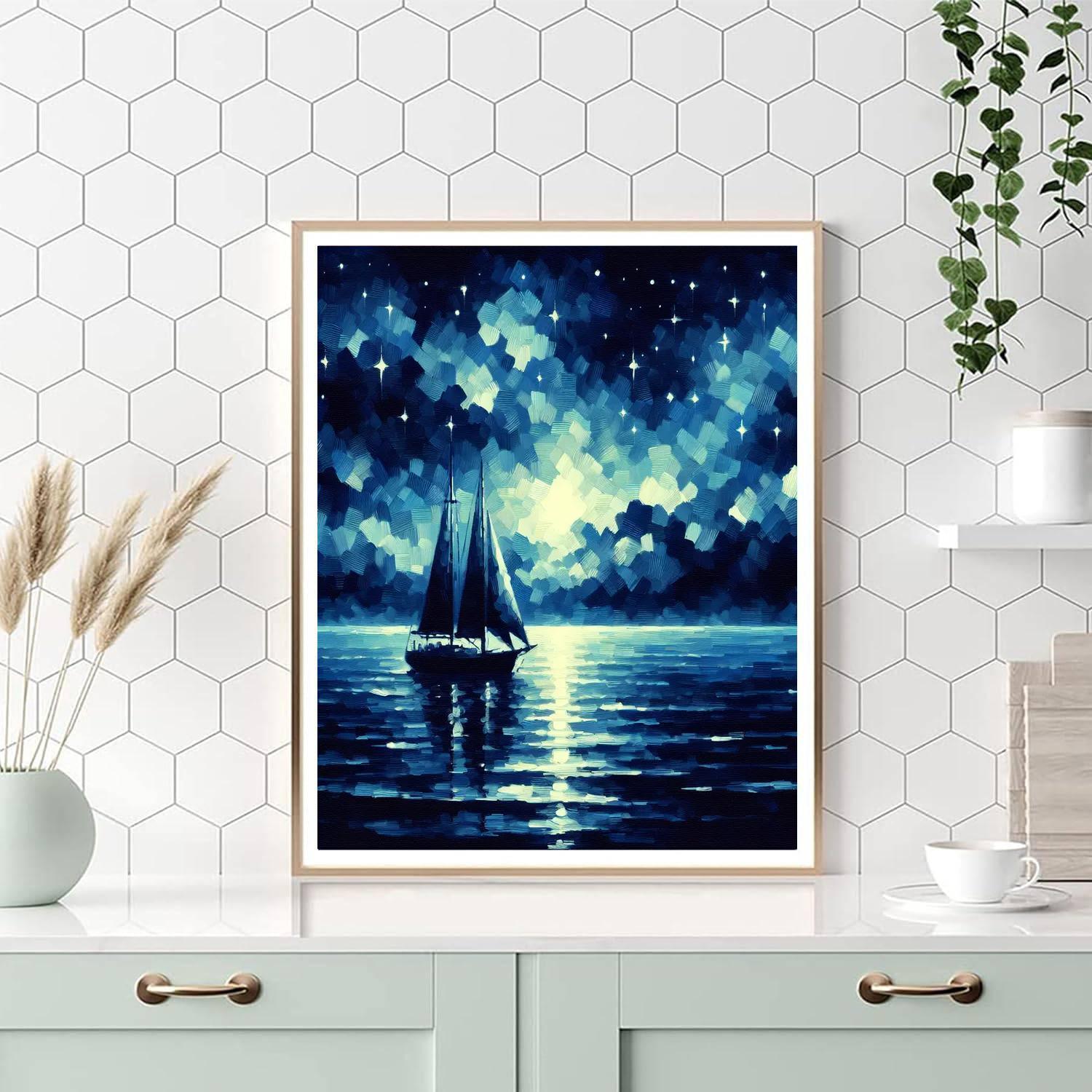 Sailing Under Starlit Skies Number Painting