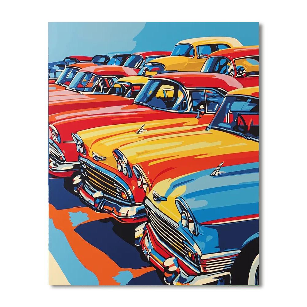 Andy Warhol Inspired Vintage Car Rendezvous  Paint By Number