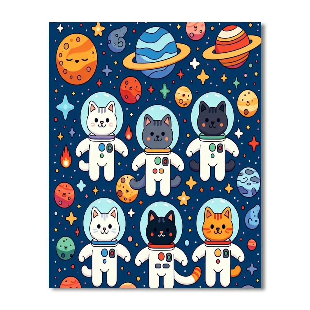 Space Cats Number Painting