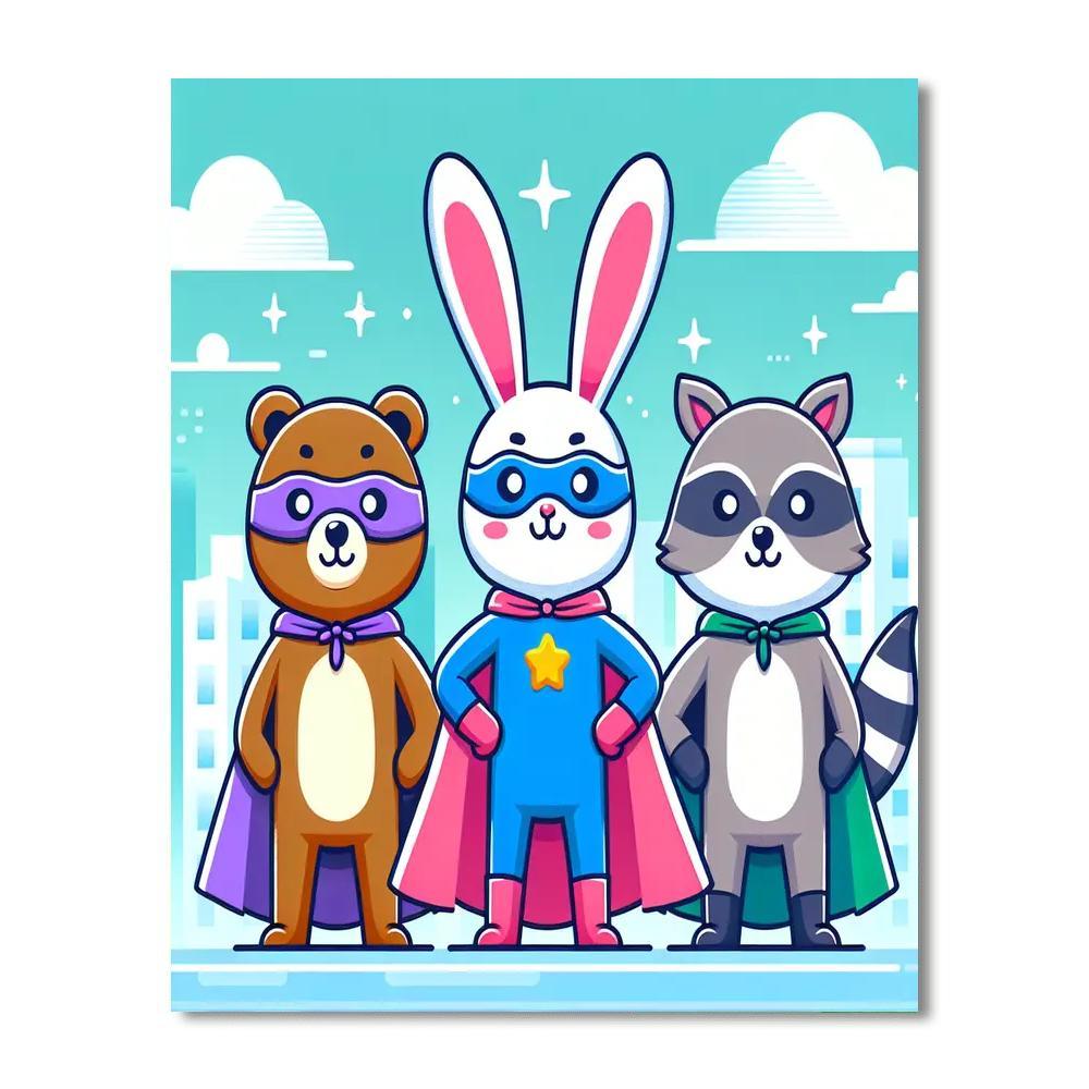 Animal Superhero League Number Painting
