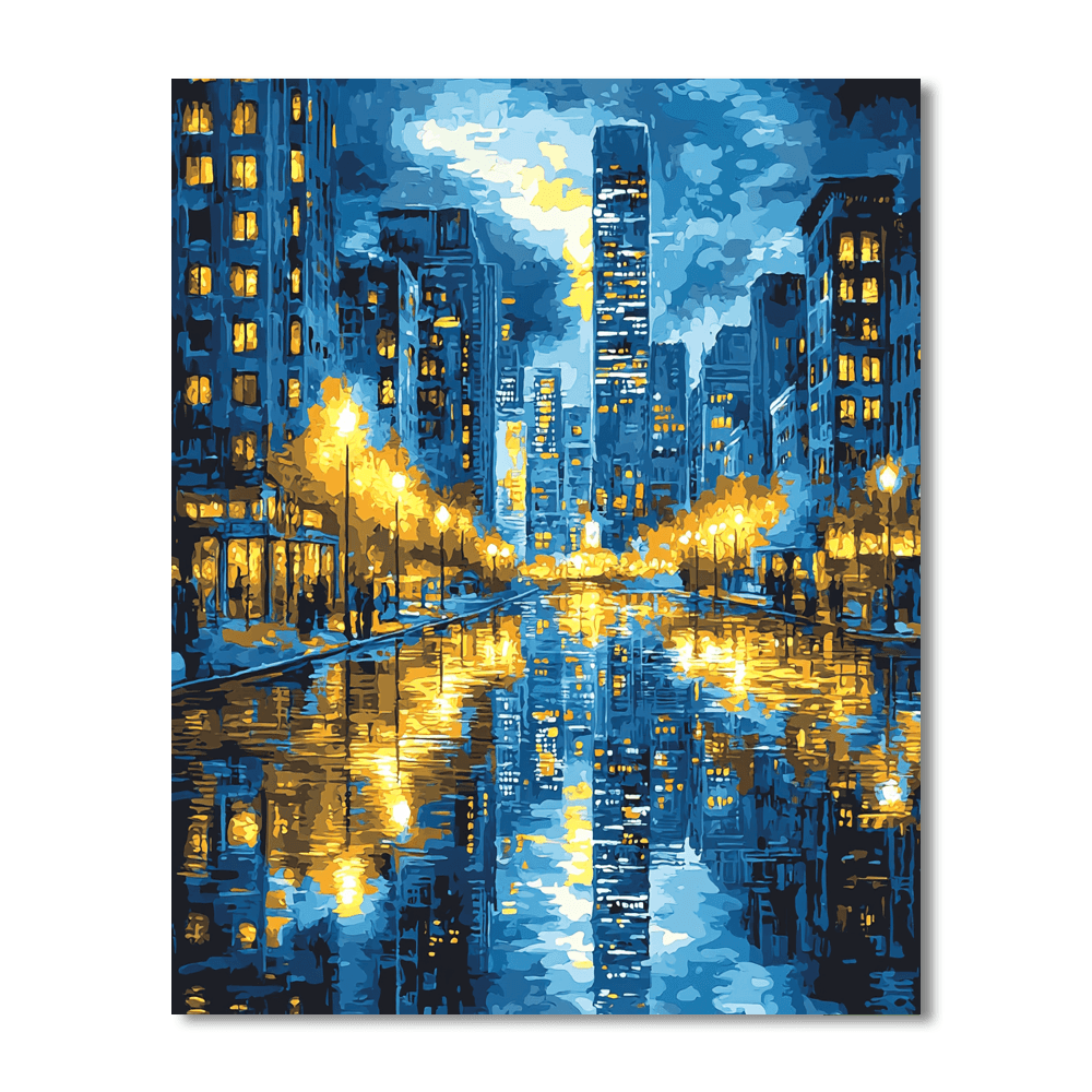 Edward Hopper Inspired Reflections Of A City  DIY Paint By Numbers