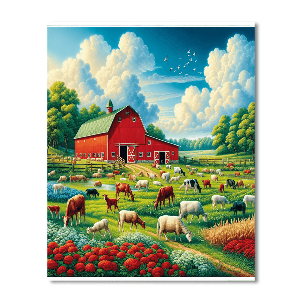 Charming Little Farm Number Painting
