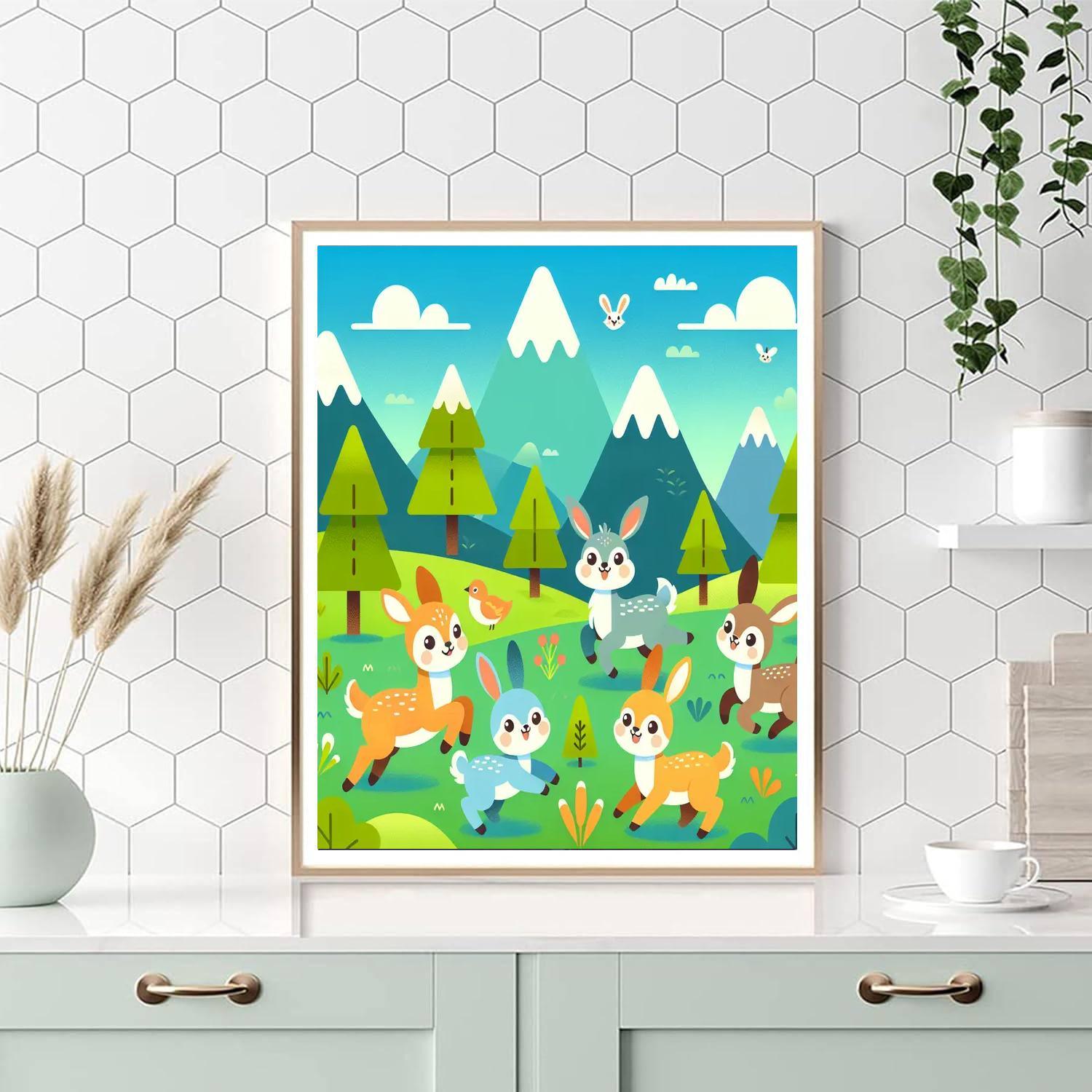 Merry Mountain Animals Paint By Numbers Art