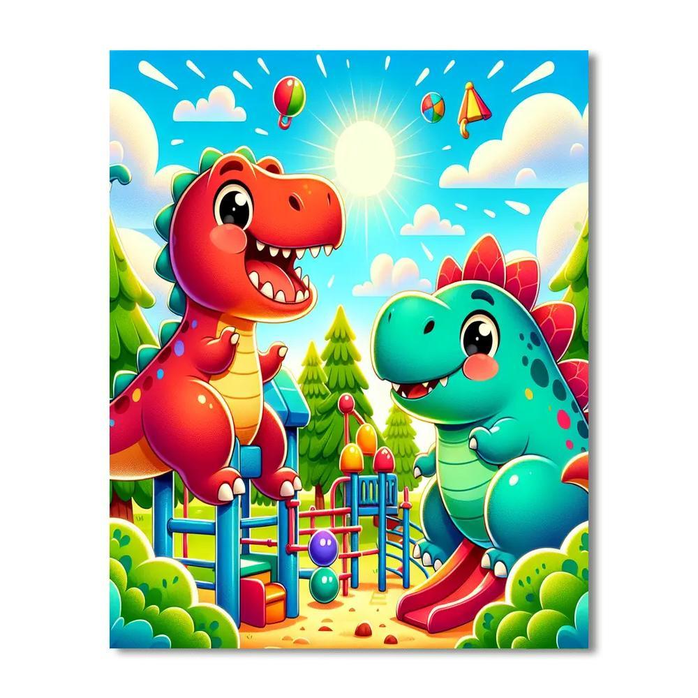 Dino-riffic Playground Paint By Number
