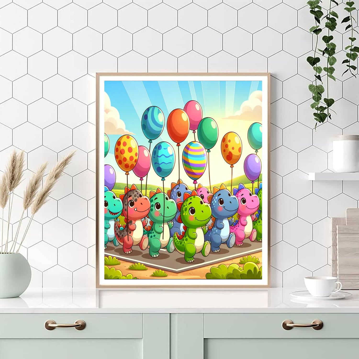 The Playful Dinosaur Parade DIY Paint By Numbers