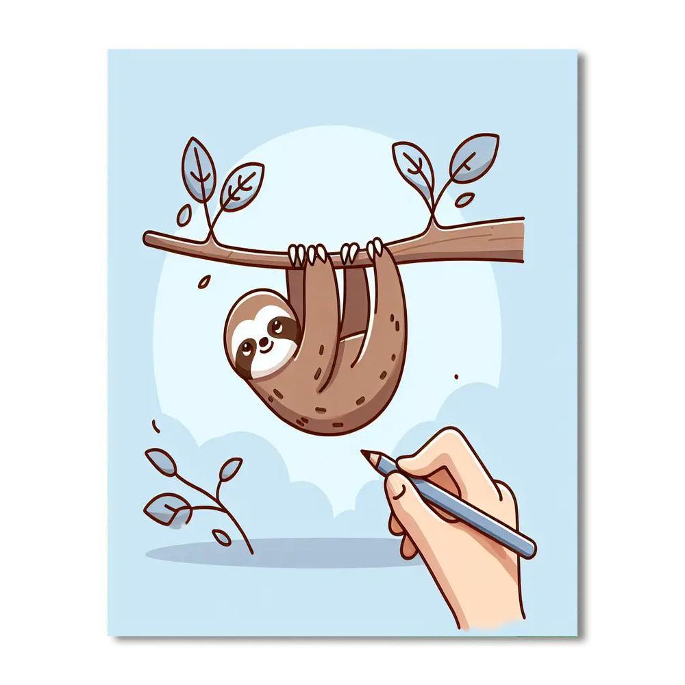 Sunny Sloth Solace Number Painting