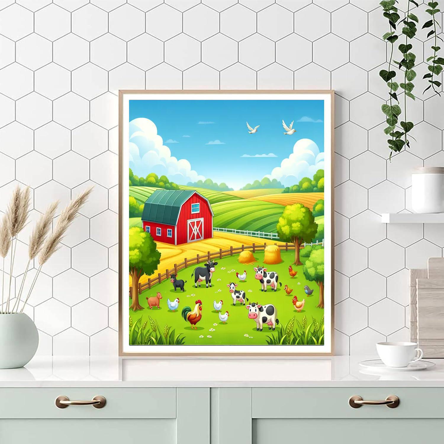 Farmyard Friends With Barn And Animals Paint By Number