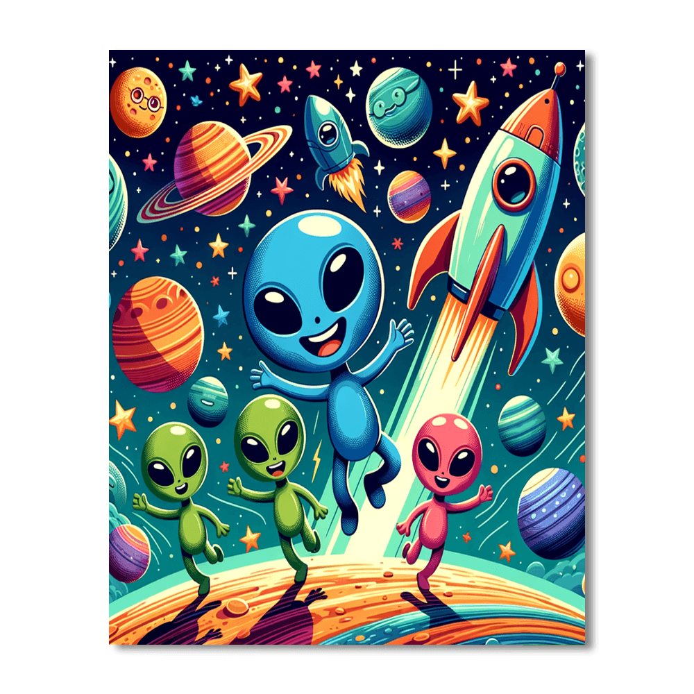 Joyful Space Adventure Painting By Numbers Kit