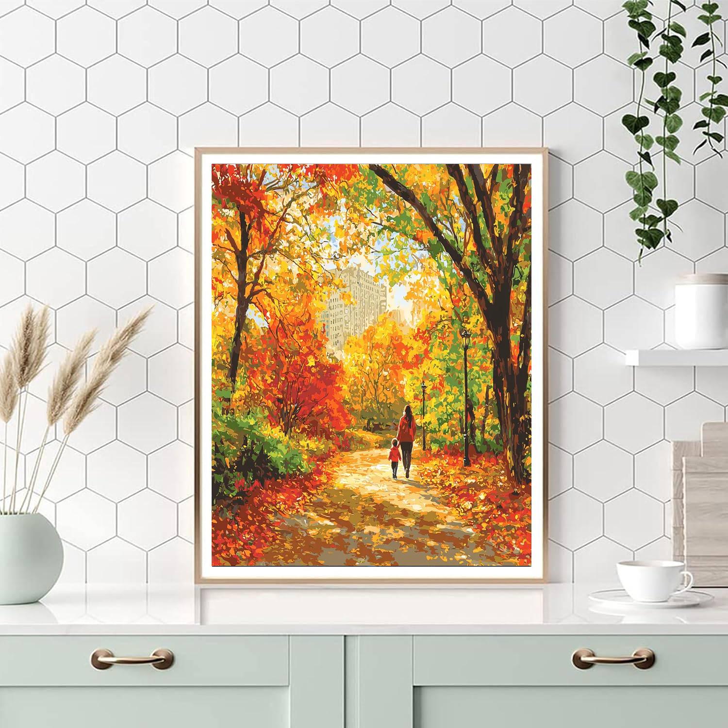 Autumn Afternoon Stroll Number Painting